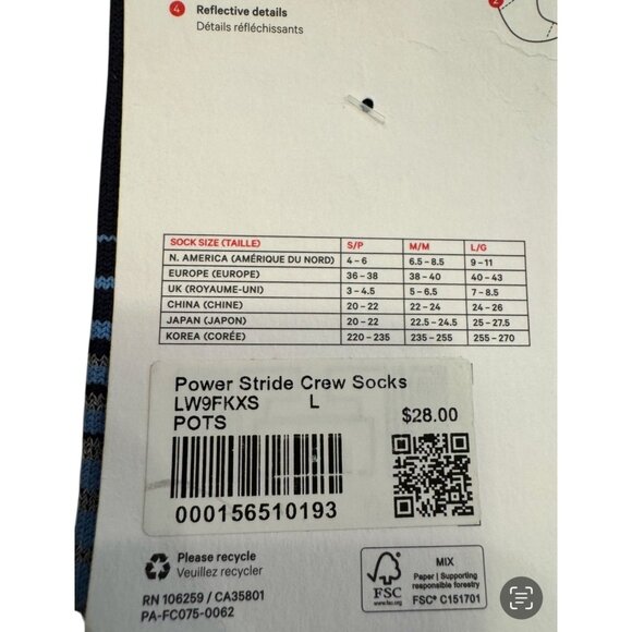 Lululemon power stride socks crew length size lg - Picture 4 of 5